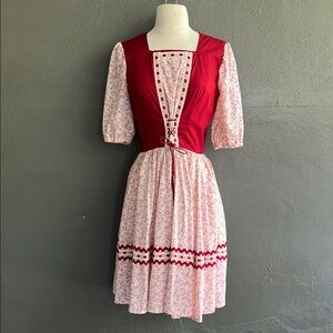Red and Pink Floral Women's Dress